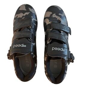 Speed Cycling Bicycle Road Bike Shoes Size 39 Black Gray Camo Camouflage